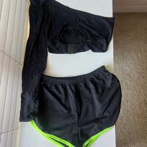 Zaful Black One-Shoulder Crop Top